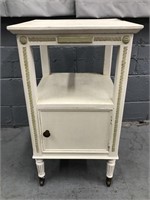 PAINTED 1 DOOR SIDE TABLE WITH STORAGE
