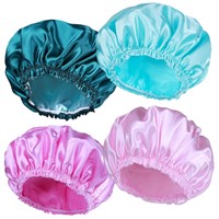 SEALED-4pcs Women's Reusable Shower Caps x4