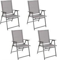 $116  Giantex Patio Folding Chairs Set of 4, Grey