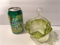 Green Art Glass Basket