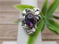 ABALONE STONE ADJUSTABLE RING ROCK STONE LAPIDARY