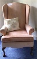 Pink Wing Chair With Pillow