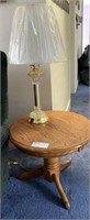 Oak Side Table With Lamp