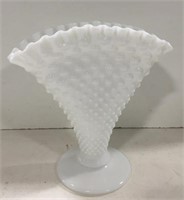 Milk glass wavy vase