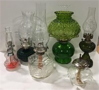 Large lot of oil lamps