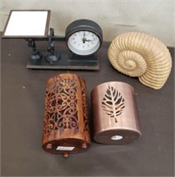 Eveready Scale Clock, Plaster Nautilus Figurine &