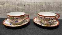 2 Vintage Japanese Geishaware Cups & Saucers Inter