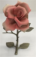 Porcelain And Metal Rose Sculpture
