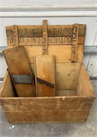 ANTIQUE CRATE W/ (2) WOOD SLICERS