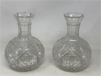 -2 vintage clear, cut glass carafe/decanters one