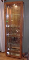 LIGHTED OAK CHINA CABINET ***BRING HELP- WE WILL >