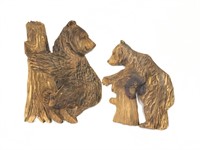 Pair of Rustic Wooden Bear Wall Decorations