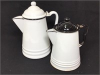 Pair of Vintage Enamelware Coffee/Tea Pots