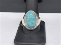 MENS STERLING SILVER TURQUOISE RING