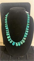 Mid length teardrop beaded turquoise necklace