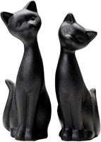 2Pcs Mini Black Cat Statues for Home Decor & Gifts