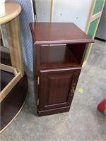 small wood end table w/door