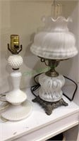White dot glass table lamp & milk glass lamp ,