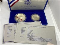 1986 US Liberty Dollar & Half Dollar .900 Silver