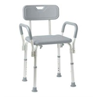 Medline Shower Chair  Back & Padded Arms  Gray