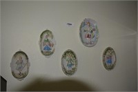 Five Pieces of Victorian Style Wall Plaques