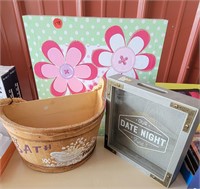 Picture, fund box and basket.