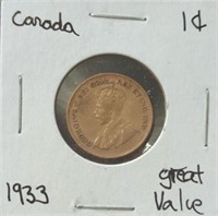 1933 Canadian penny
