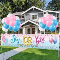 Gender Reveal Sign  Boy/Girl Banner & Balloons