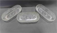 (3) 10" Oblong Clear Indiana Sandwich Glass Bowls