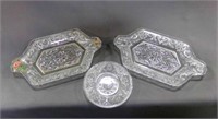 (2) Clear Indiana Sandwich Glass Serving Dishes