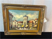 Spanish Impressionist  Painting Town Square