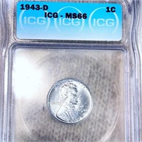 1943-D Lincoln Steel Wheat Penny ICG - MS66