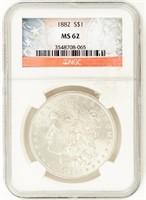 Coin 1882  Morgan Silver Dollar NGC MS62