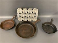 Vintage Cast Iron Skillet and Muffin Pan Set