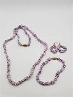 (LB) Dyed Lavender Shell Necklace (20" long),