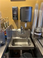 STAINLESS STEEL HAND SINK WITH SOAP DISPENSER & PA