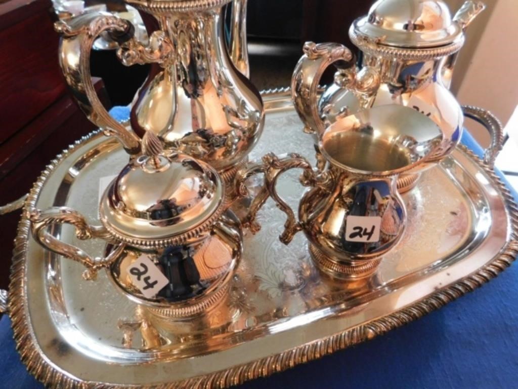 Silver Plate Tea Service with Tray