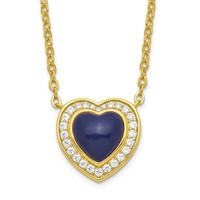 Silver Created Lapis Lazuli Heart Necklace