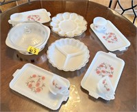 Mixed Vintage Lot with Milk Glass Dishes,