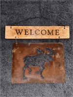 LARGE CABIN / WESTERN MOOSE WELCOME SIGN