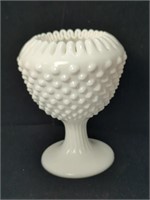 Vintage Fenton Hobnail Ivy White Ball Footed Vase