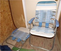 2 blue lawn chairs