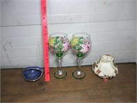 Royal Bradwell Basket, 2 Wine Goblets, Etc