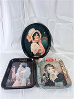 Lot of 3 Coca Cola trays