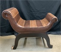 Leather Upholstered Gossip Style Bench