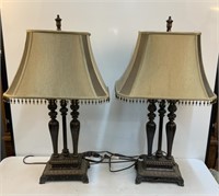 Pair Cast Metal Table Lamps