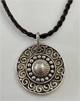 SWEET ITALIAN STERLING PENDENT W BRAIDED LEATHER