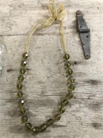 Vintage Necklace with Large Green Beads