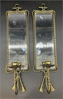 2 Vintage Italy Gold Rope Mirrored Wall Sconces