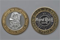 2 - Classic Casino Chips w/ Silver .999 Centers